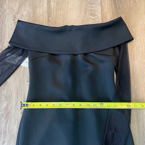 SIENA Women's Illusion-Sleeve Off-The-Shoulder Dress Size 2 In Black - Picture 7 of 10